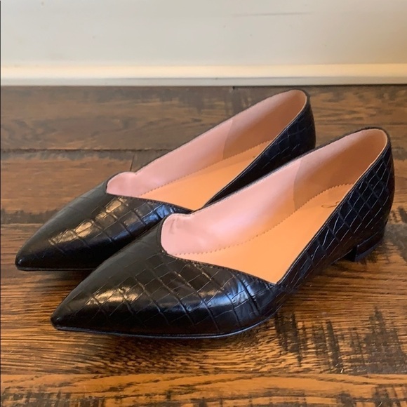 J. Crew Gwen flats in croc-embossed leather AB121 - Picture 1 of 3